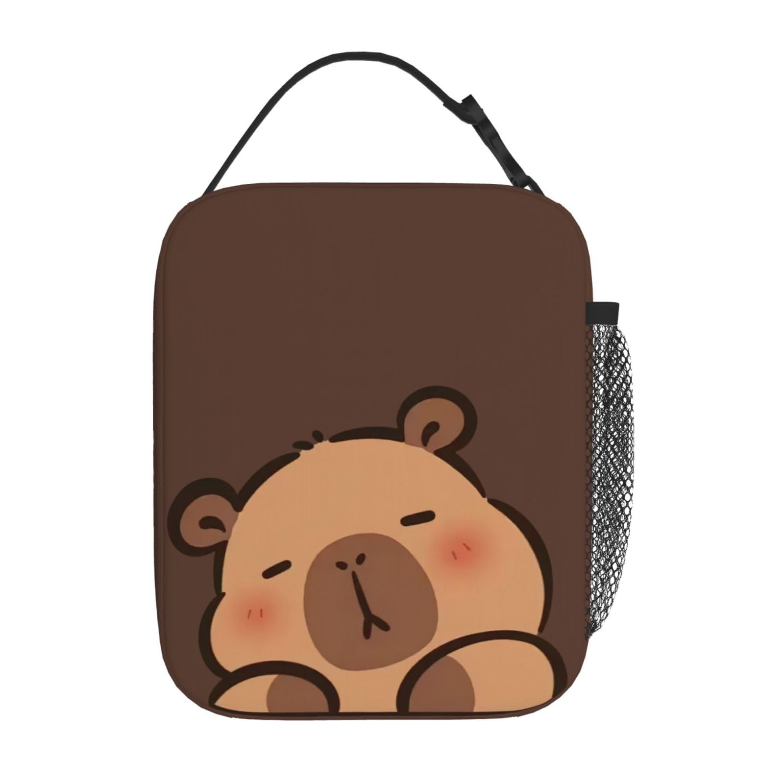 Qodwnep capybara lunch bag front view, stylish and portable