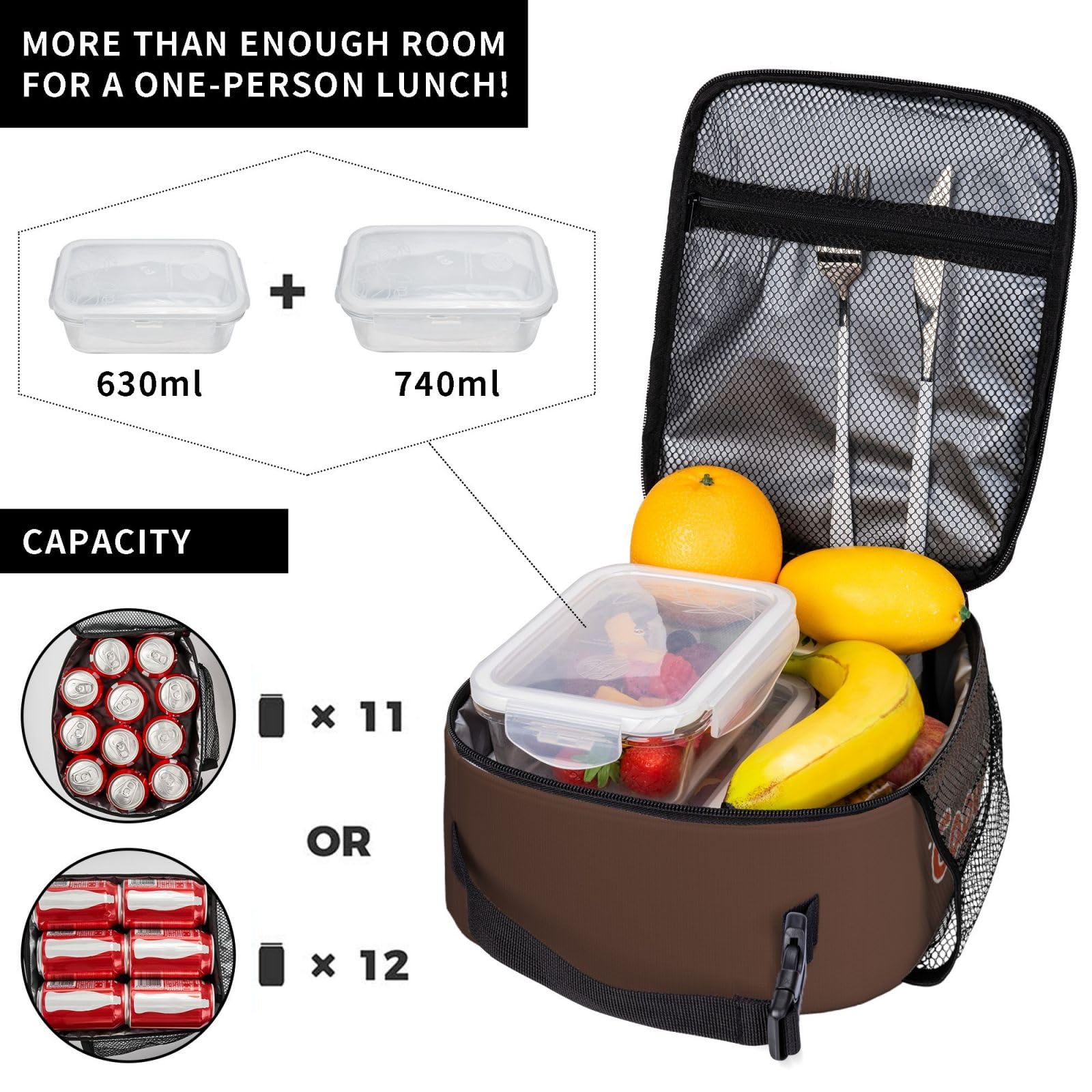 Qodwnep capybara lunch bag insulated core, keeps food fresh