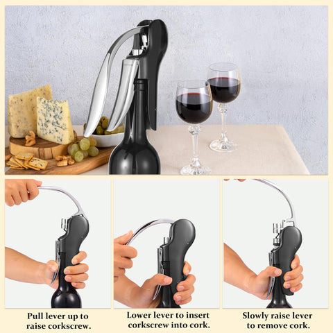 QONYFONE ergonomic vertical lever handle offers comfortable corking.