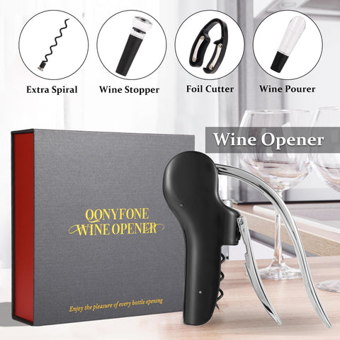 QONYFONE five-piece corkscrew set in an elegant gift box.