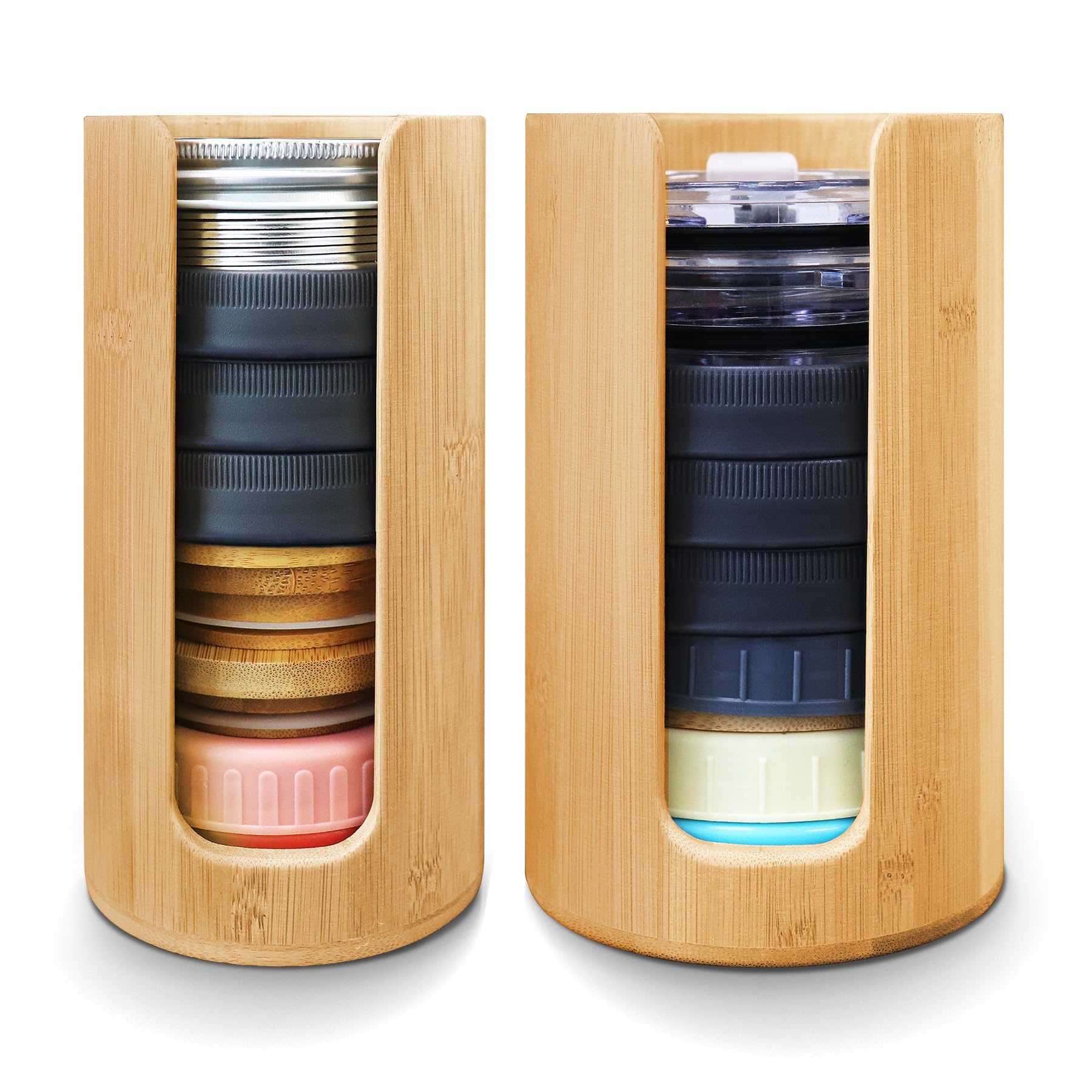 QOOMABA regular lid organizer box keeps standard mason jar lids neatly stored for quick access.