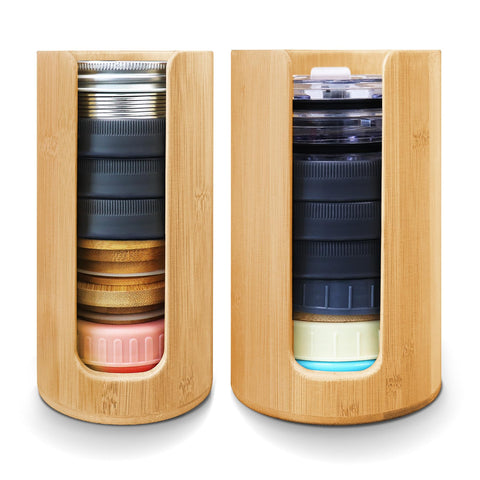 QOOMABA regular lid organizer box keeps standard mason jar lids neatly stored for quick access.