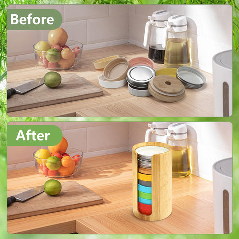 QOOMABA stackable lid organizers maximize space in cabinets or drawers.