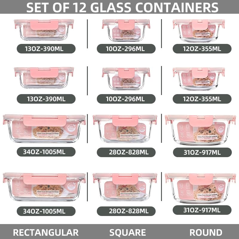 QOWOEO glass storage containers with sealable lids for leak-proof freshness.