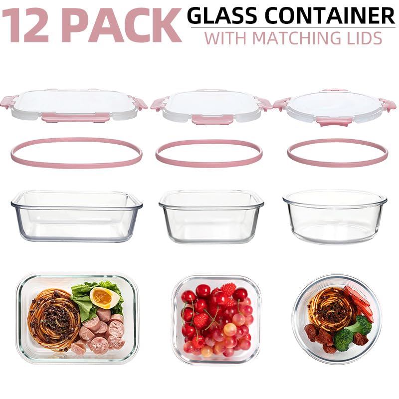 QOWOEO glass containers are microwave-safe for reheating meals, lids excluded.
