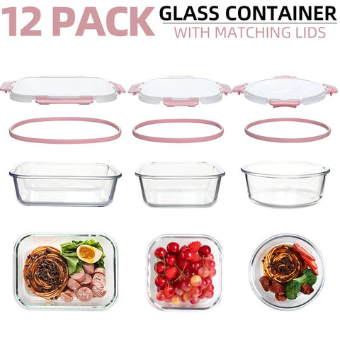 QOWOEO glass containers are microwave-safe for reheating meals, lids excluded.