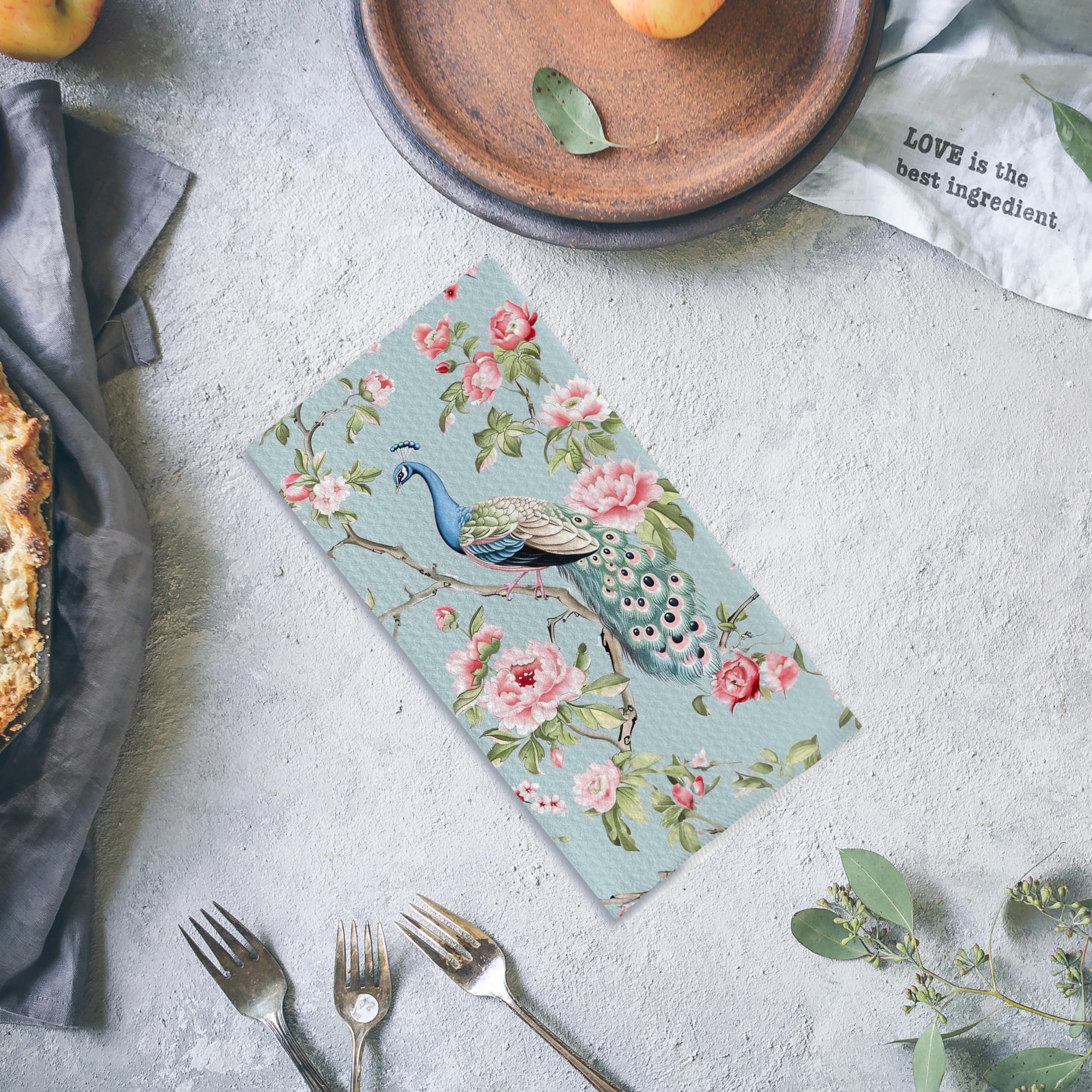 Qpenm decorative blue towel adds style for kitchen and bathroom use