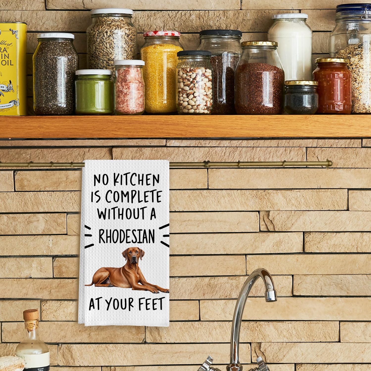 Qpenm dog mom gift towel highlighting cheerful design for thoughtful kitchen decor.