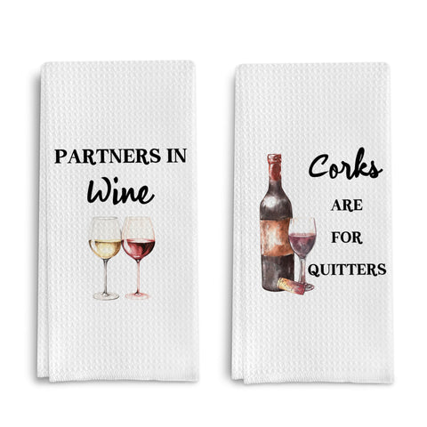 Qpenm funny wine towel set on display, playful design meets everyday kitchen practicality.