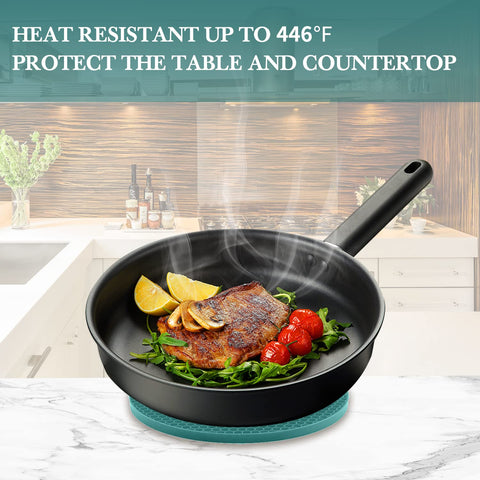 QPIX DIGITAL square dark green silicone trivet in 4-pack for versatile use