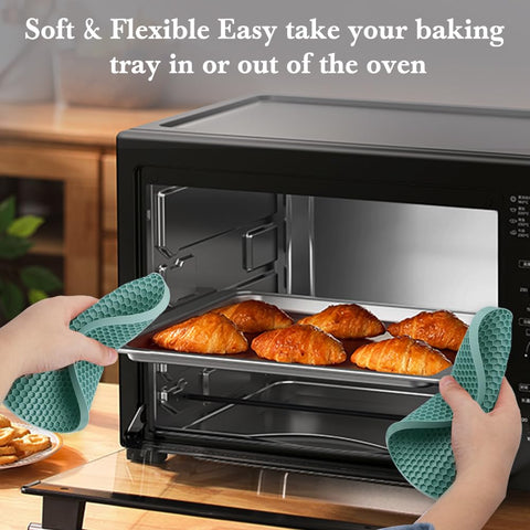 QPIX DIGITAL silicone trivet mats provide heat protection on the kitchen counter
