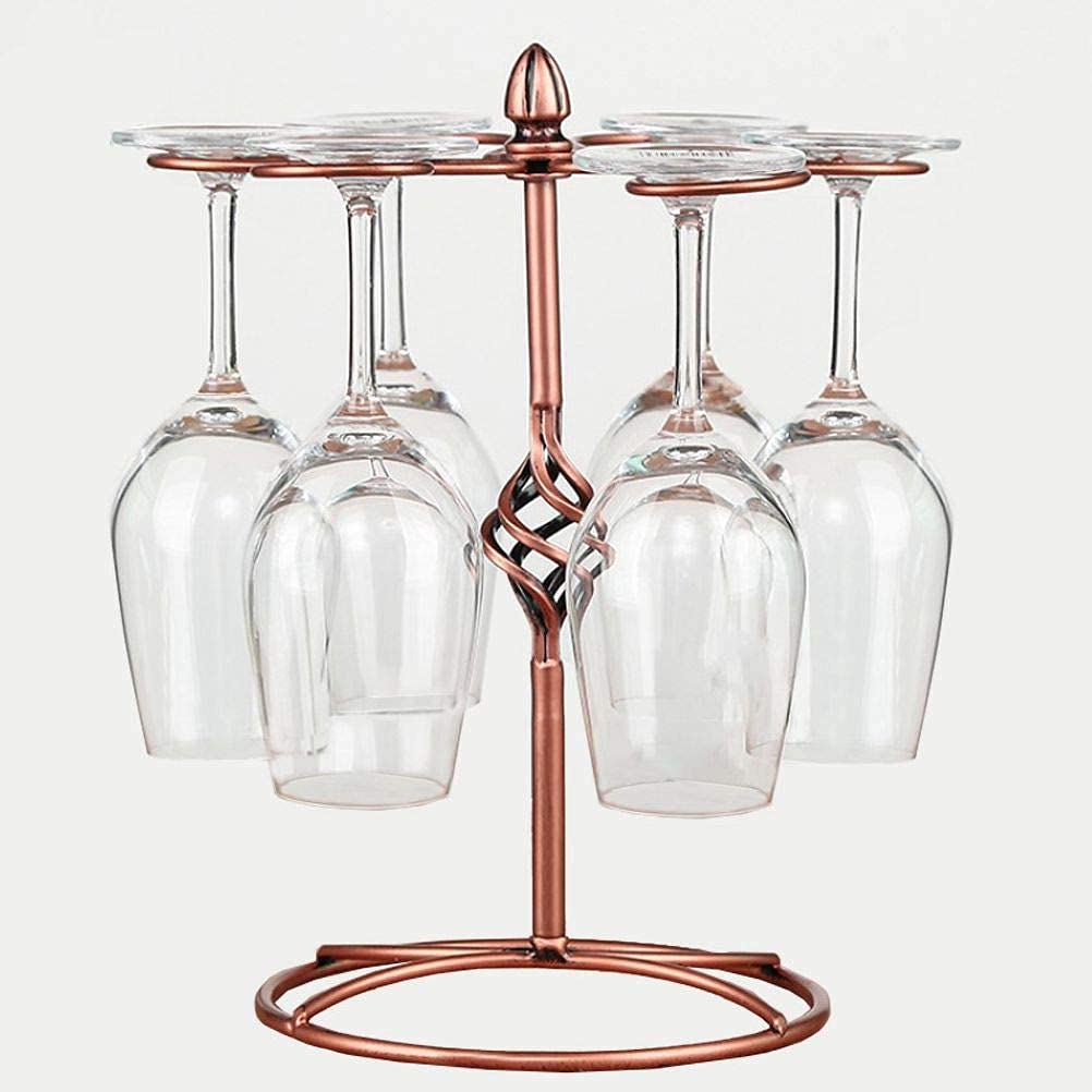 QPIX DIGITAL Bronze wine glass rack top view showing elegant countertop organization