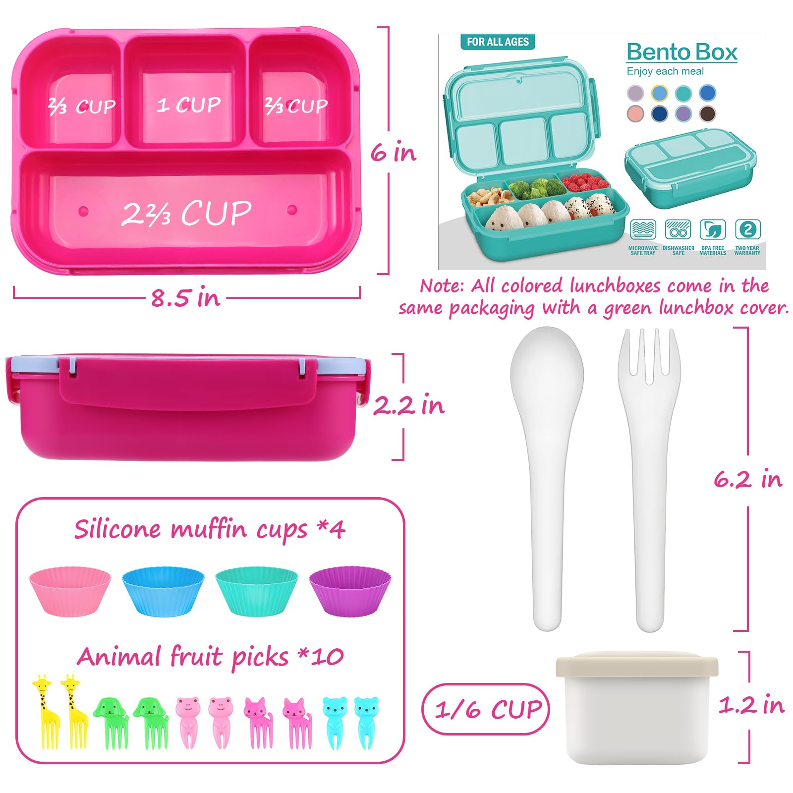 QQKO Bento Box leak-proof silicone seals keep flavors separate during transport
