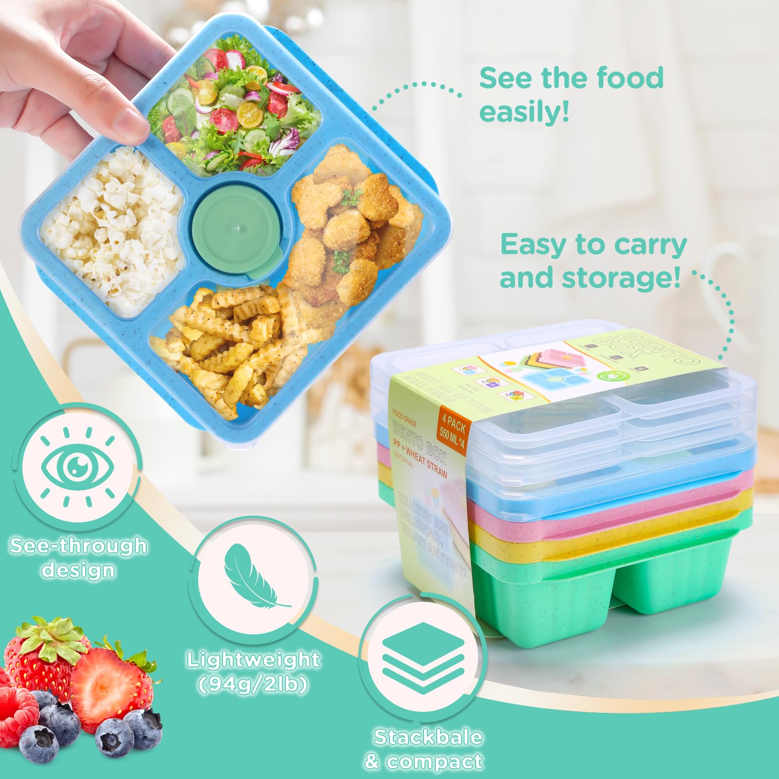 QQKO cat-ear handles help kids open their lunchbox with ease.