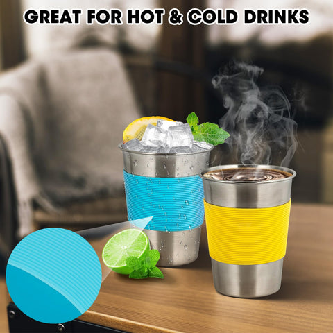 Qrooper 12oz cups suitable for ice water, juice, or milk.