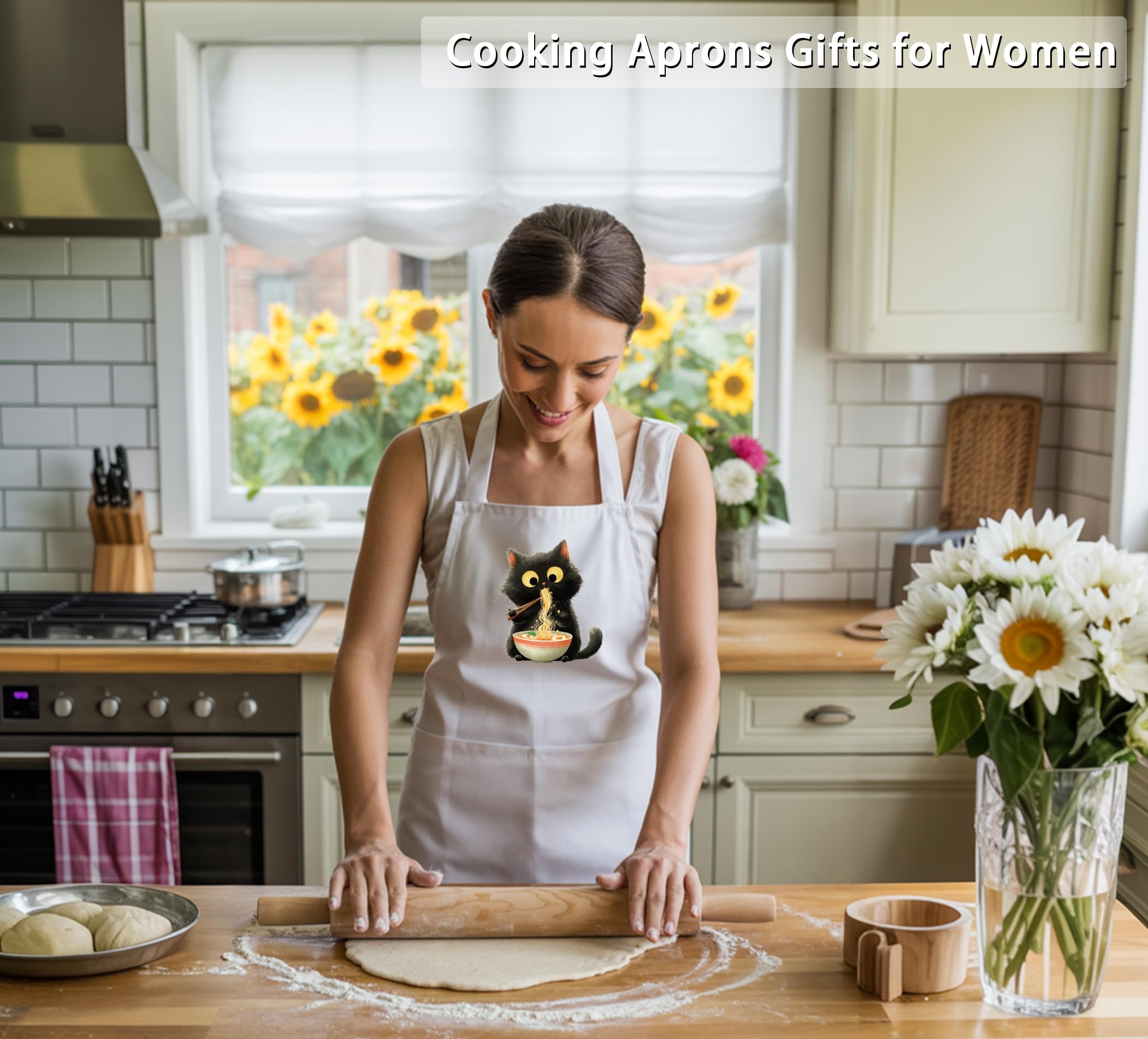 QSLEUNG black cat apron ideal for BBQ and grilling sessions