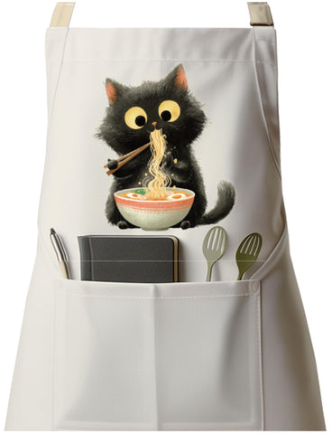 QSLEUNG black cat apron front view for stylish cooking and protection