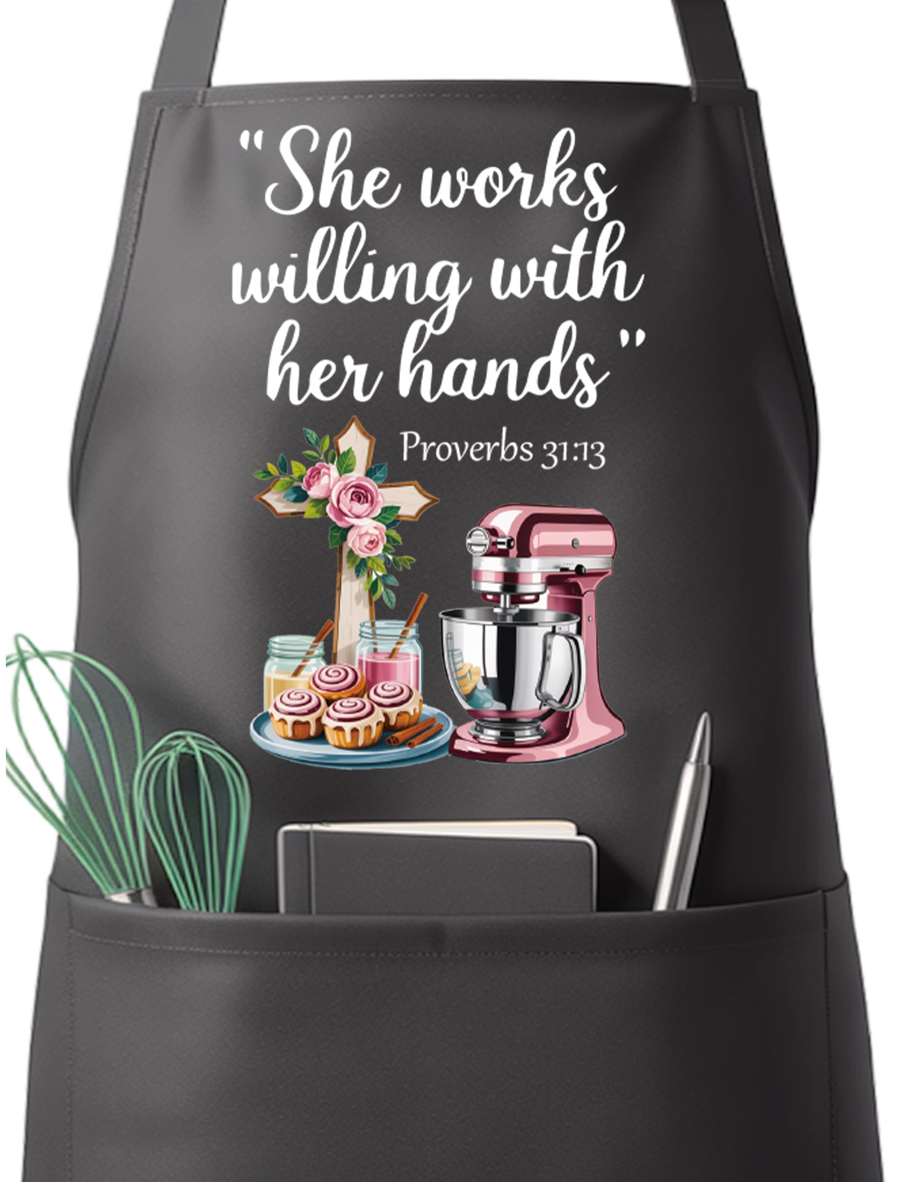 QSLEUNG Christian apron with adjustable neck strap for comfortable kitchen wear