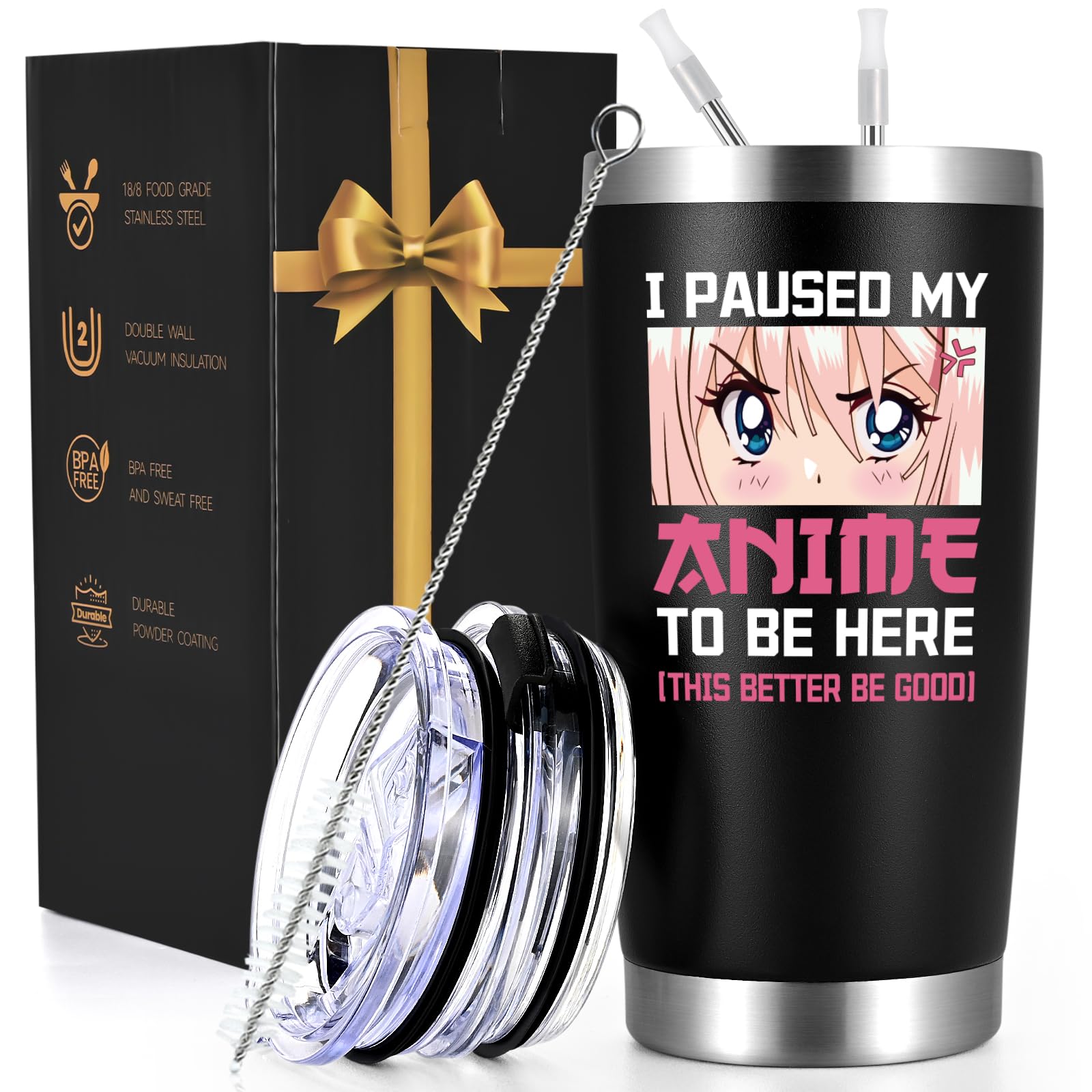 Qtencas anime lovers stainless steel travel tumbler ideal for long marathons.