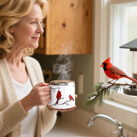 Qtencas Cardinal Gifts care instructions mug; simple hand wash keeps finish.