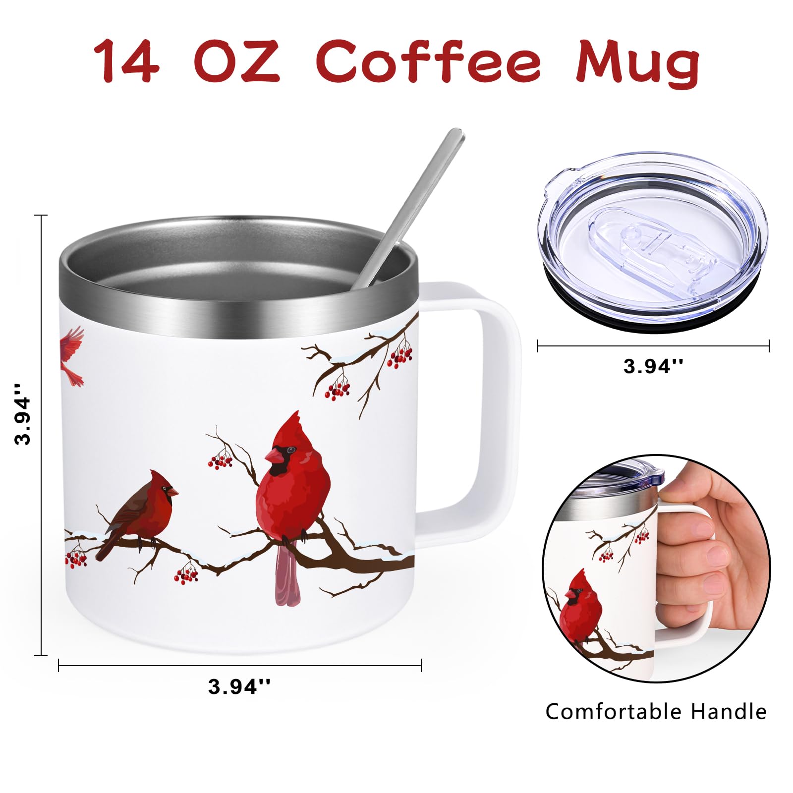 Qtencas Cardinal Gifts stylish mug; easy to enjoy tea or coffee daily.