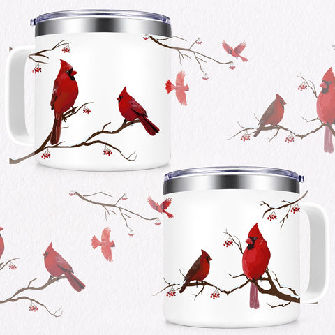 Qtencas Cardinal Gifts outdoor coffee mug on table; ideal for camping or balcony.
