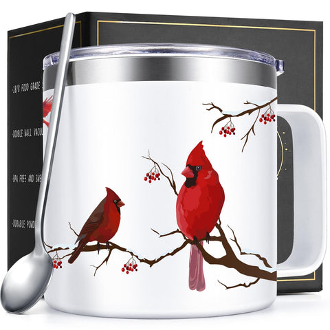 Qtencas Cardinal Gifts white mug front view; ideal for cozy mornings.