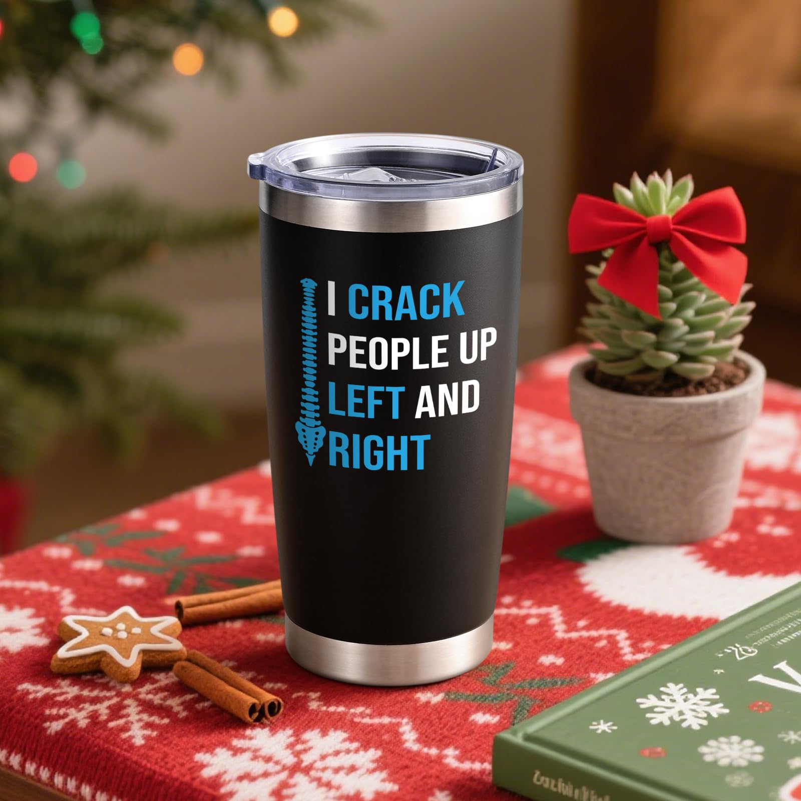 Qtencas chiropractor gift tumbler in hand for office use during long days
