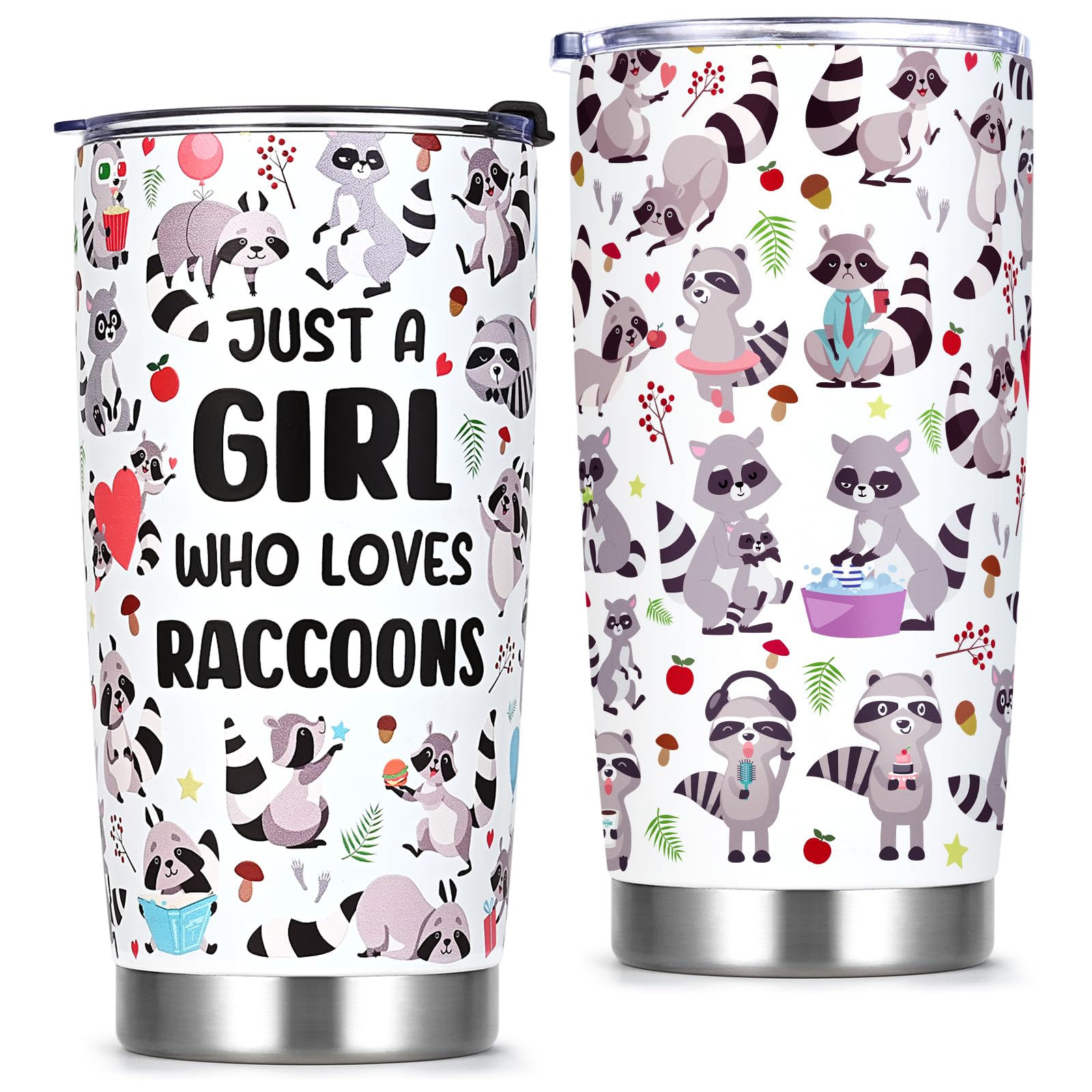 Qtencas raccoon tumbler with prints for daily use.