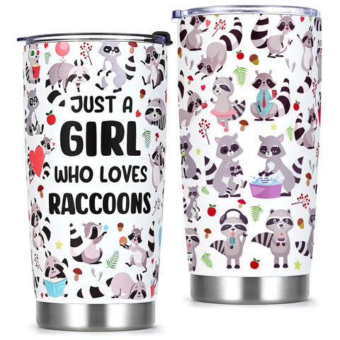 Qtencas raccoon tumbler with prints for daily use.