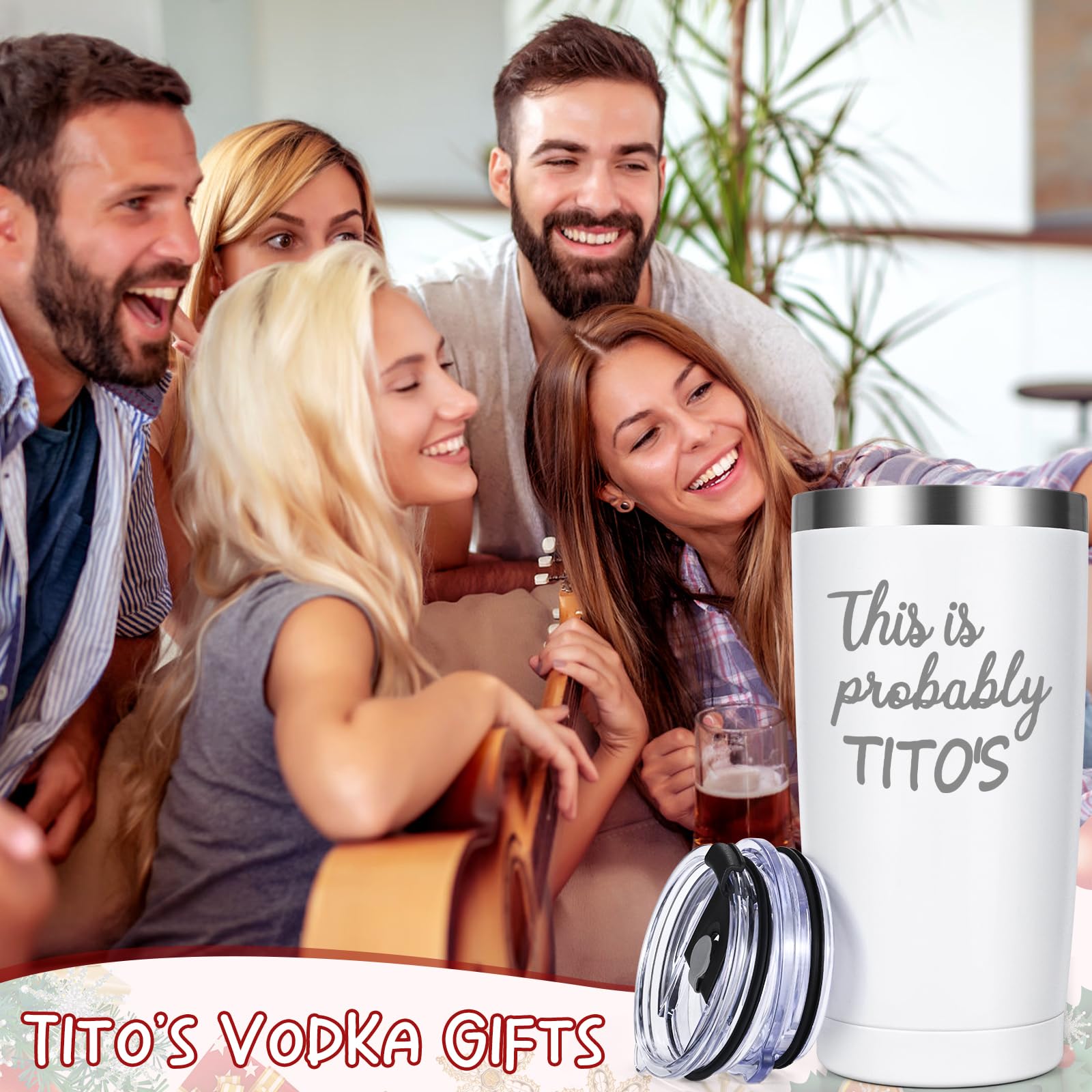 Qtencas Tito's travel cup in white keeps drinks at ideal temperature for work and travel.