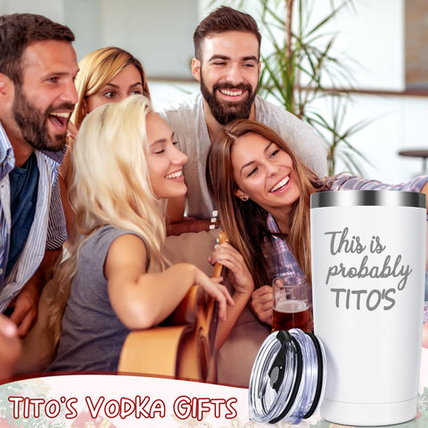 Qtencas Tito's travel cup in white keeps drinks at ideal temperature for work and travel.