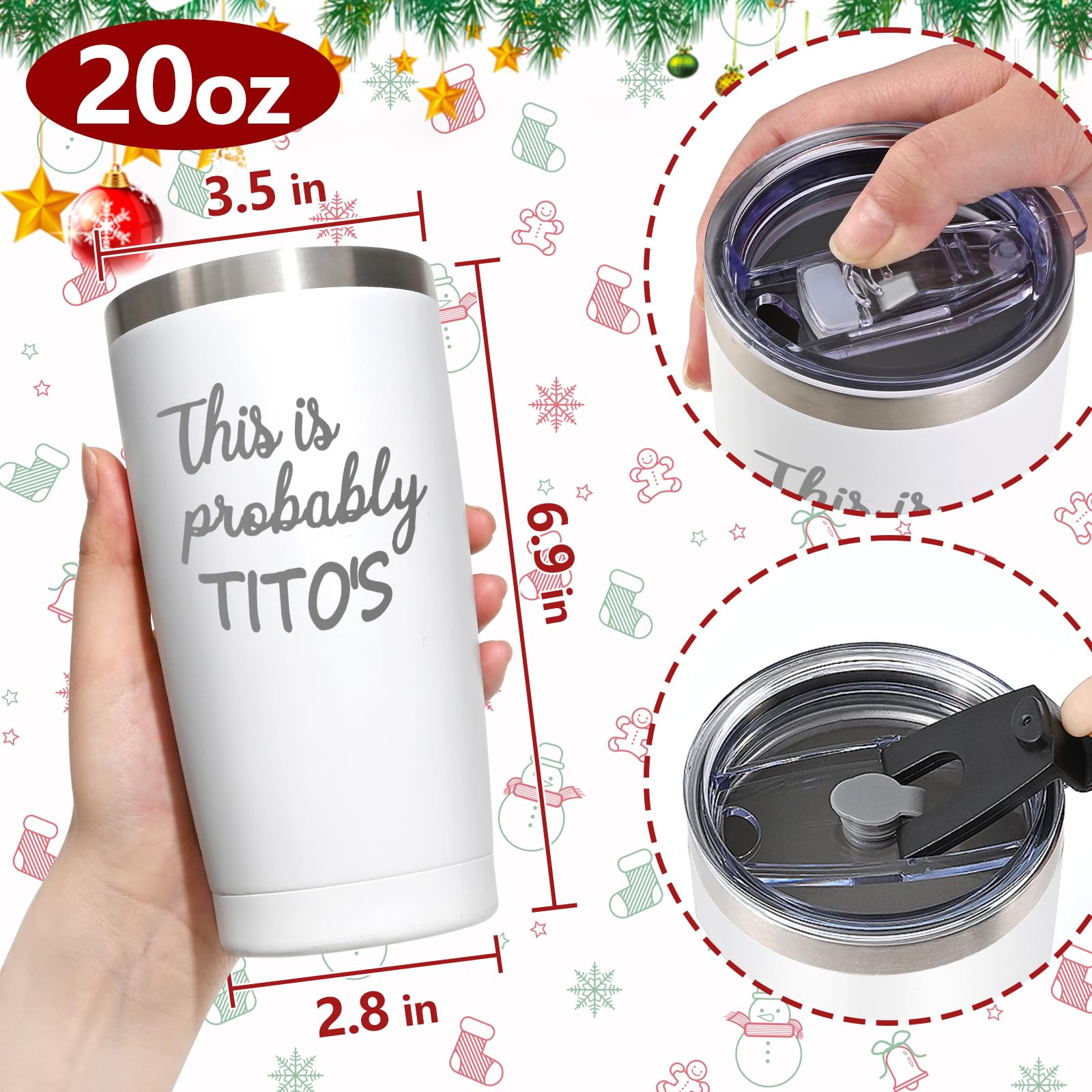 Qtencas Tito's tumbler kit includes gift box, straw, and two lids.