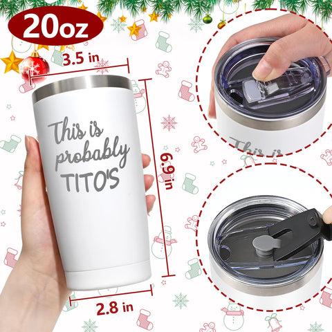 Qtencas Tito's tumbler kit includes gift box, straw, and two lids.