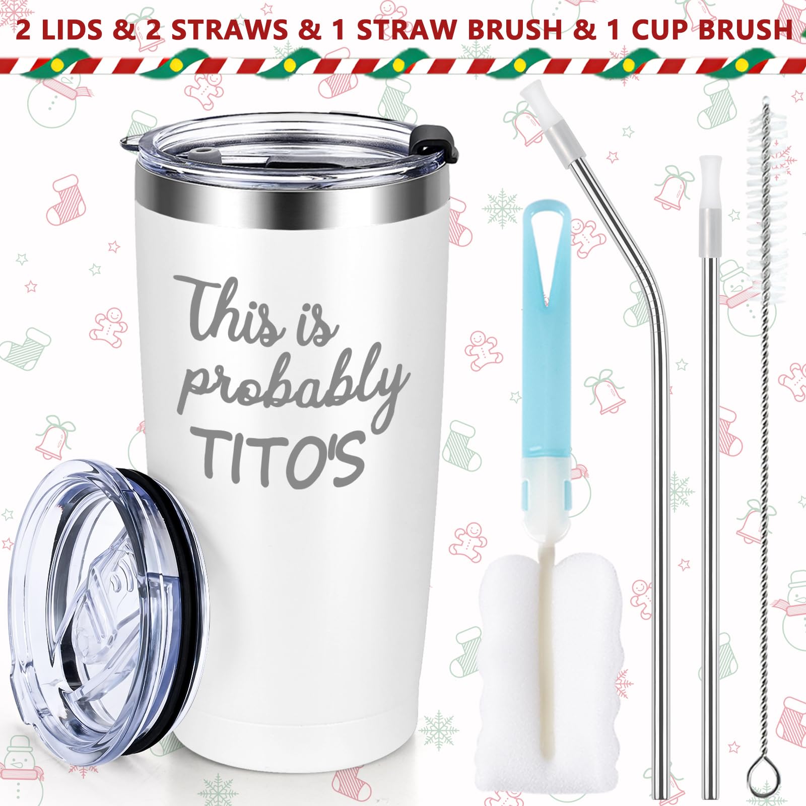 Qtencas Tito's 20oz capacity offers generous servings for drinks on the move.