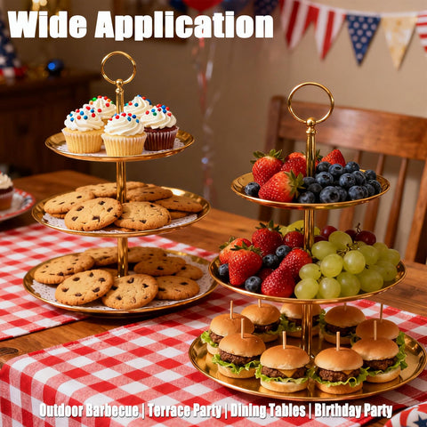QTLCOHD gold cupcake stand base detail highlighting durable construction.