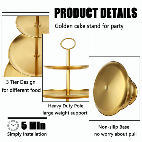 QTLCOHD gold cupcake stand on wedding table for elegant presentation.