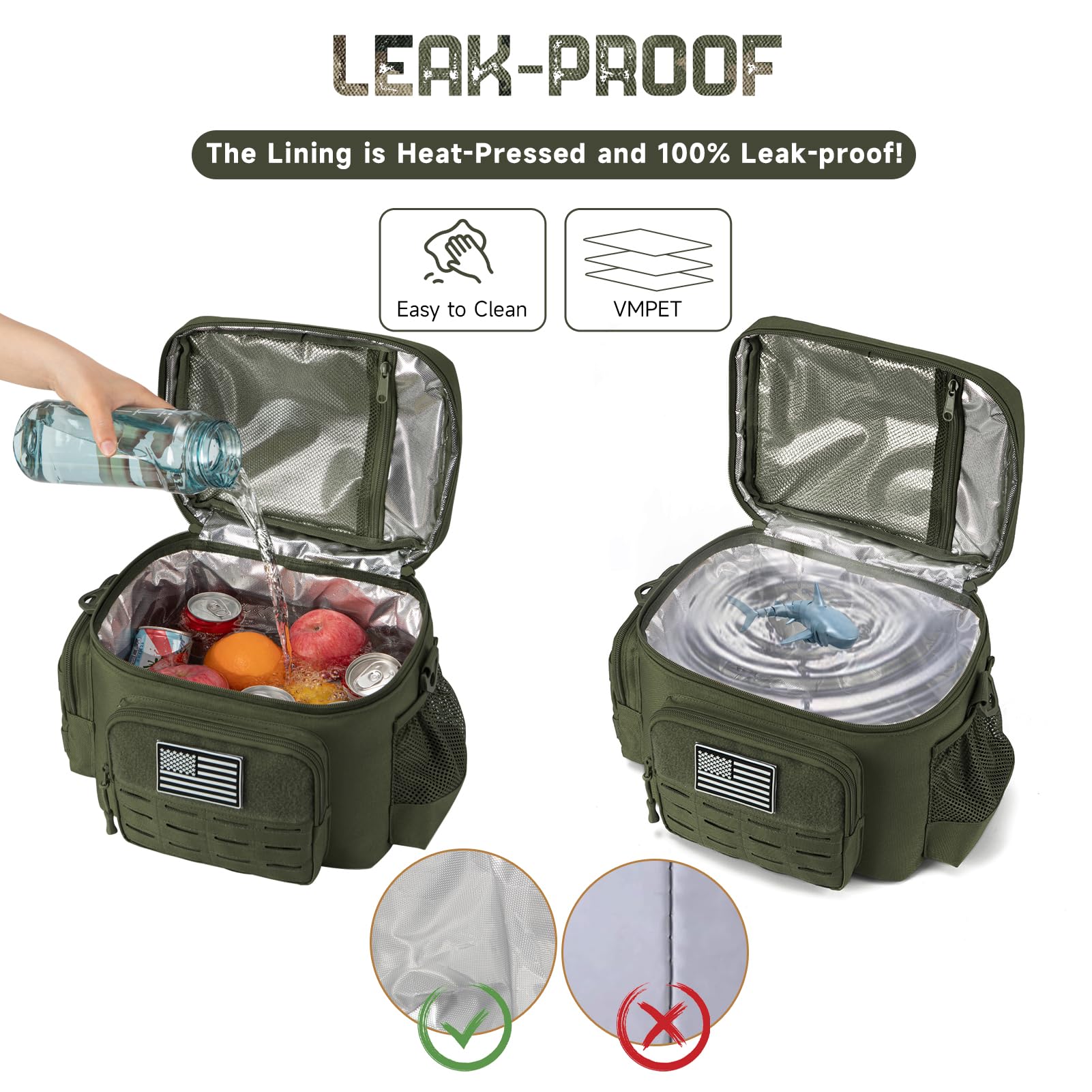 QT&QY Insulated lunch bag interior with four-layer insulation