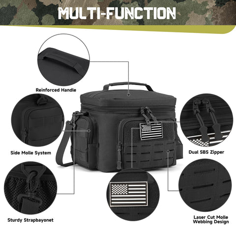 QT&QY lunch bag with MOLLE webbing for customizable gear setup