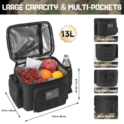 QT&QY tactical lunch bag side pocket for easy bottle storage during commutes