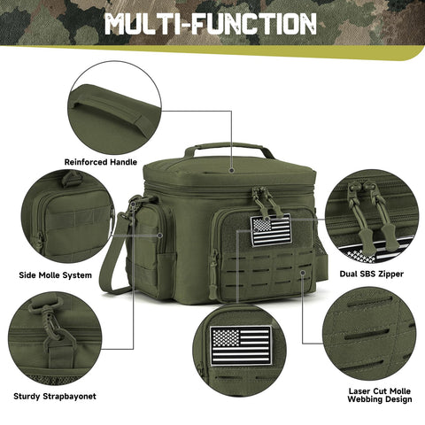 QT&QY Lunch Bag with MOLLE side attachment and zippered pocket