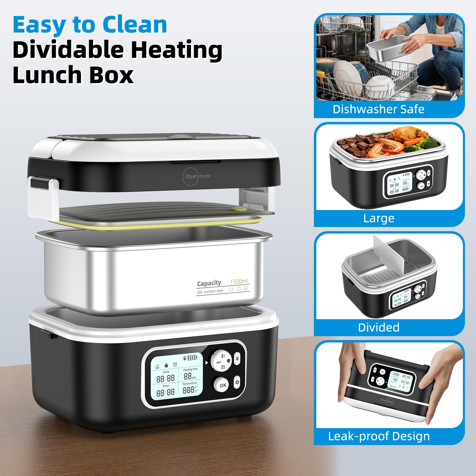 Qtyatvmoto heated lunch box 3S2P battery pack supports cordless heating