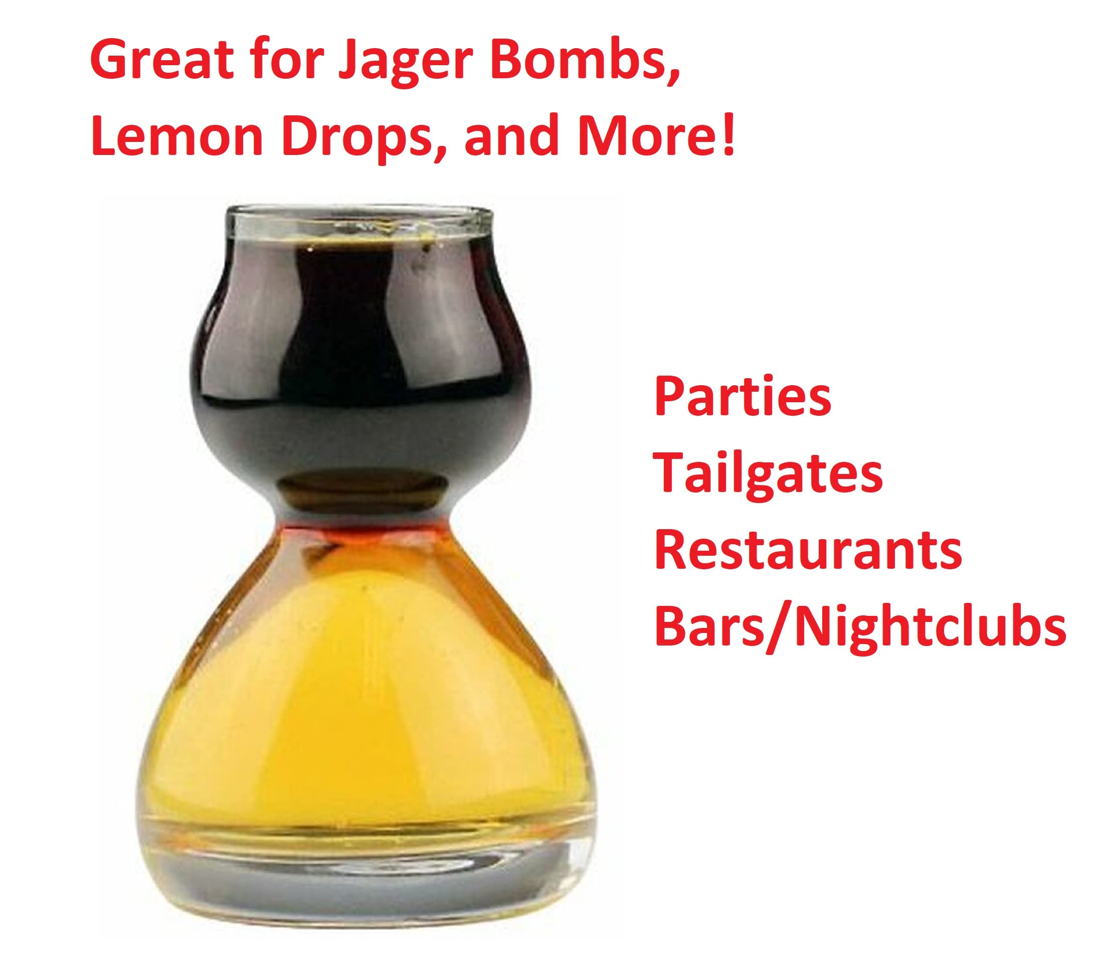 QUAFFER layered shot glasses display clear, eye-catching contrast for bar presentations.