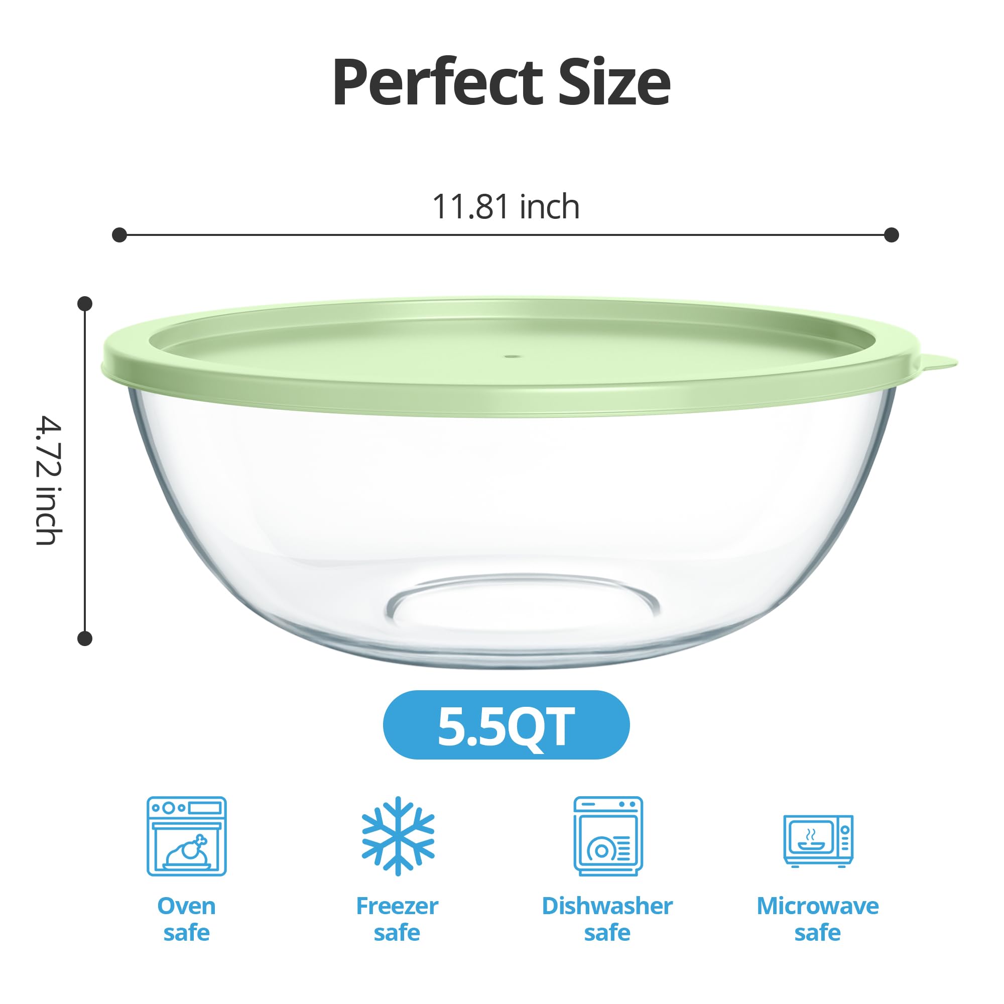 Quald clear glass salad bowl perfect for prepping and serving vibrant greens.