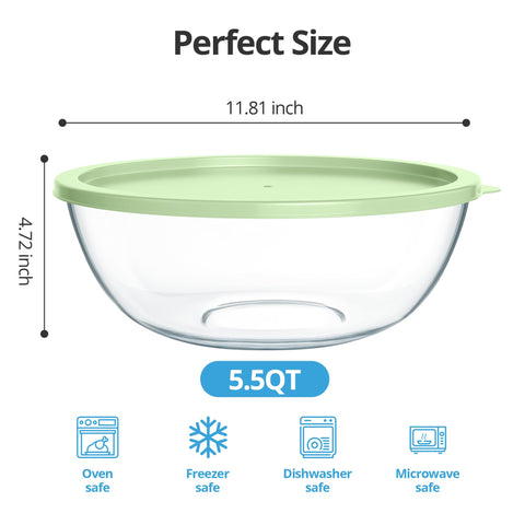 Quald clear glass salad bowl perfect for prepping and serving vibrant greens.