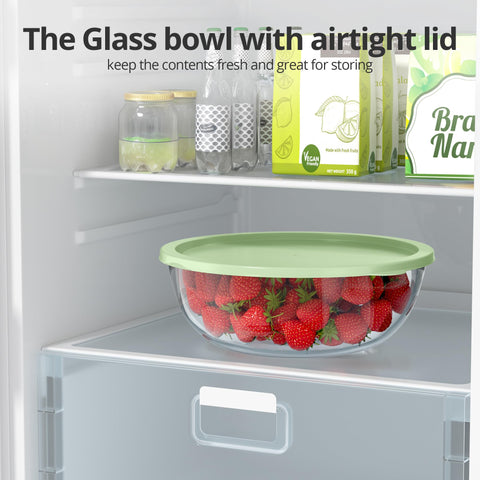 Quald durable heat-resistant glass bowl resists thermal shock during hot or cold prep.