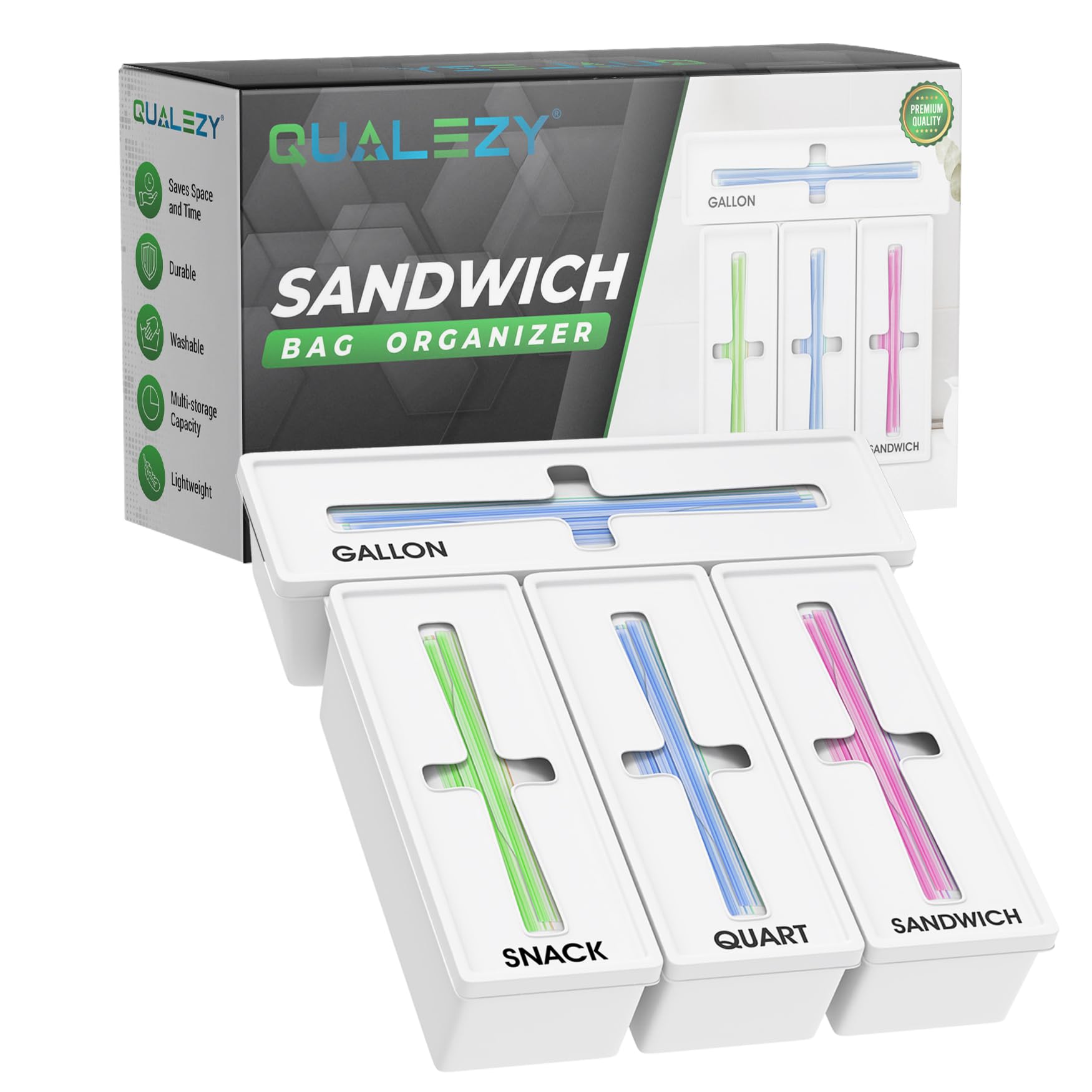 Qualezy pre-assembled bag organizer kit simplifies setup.