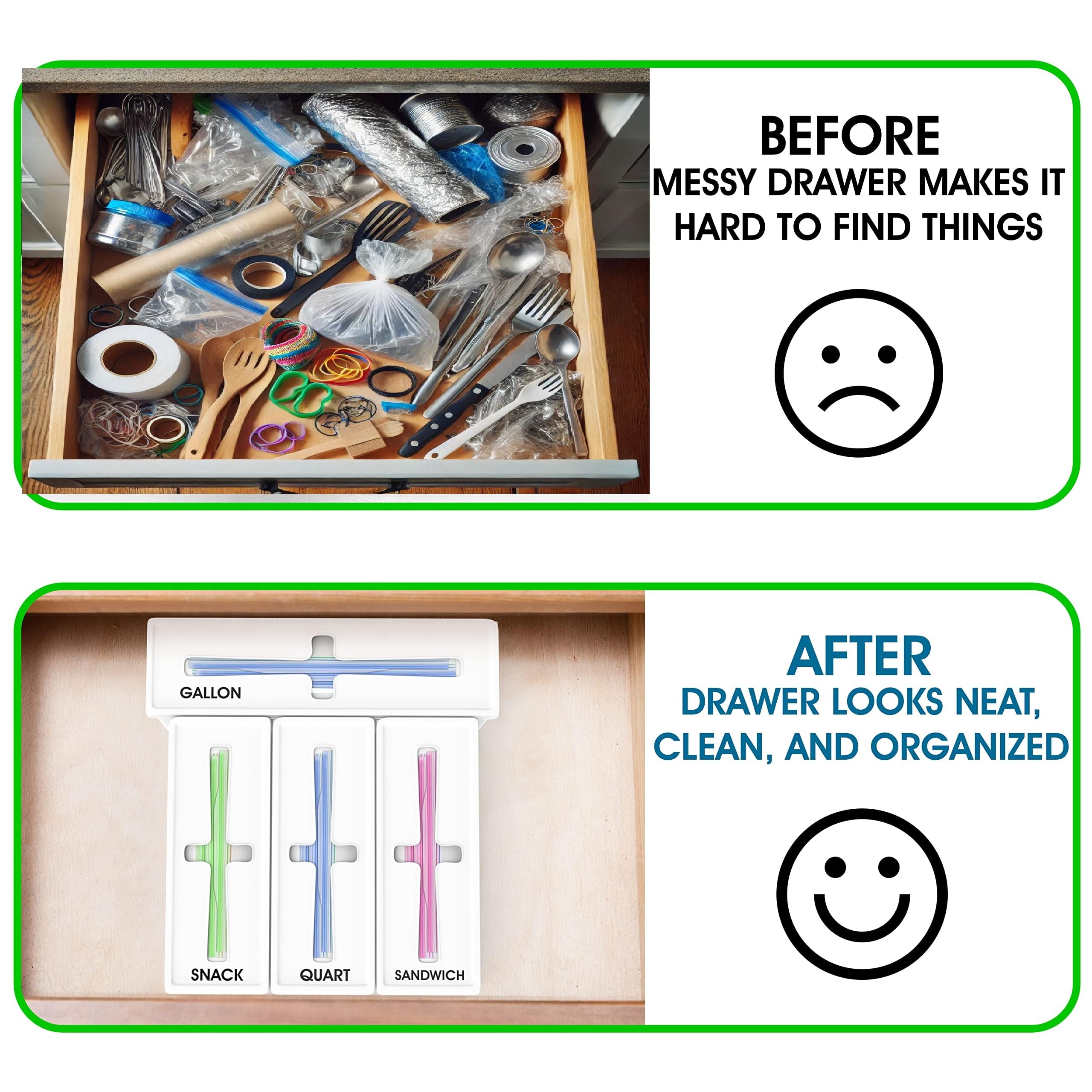 Qualezy snack bag organizer enables quick grab-and-go storage.