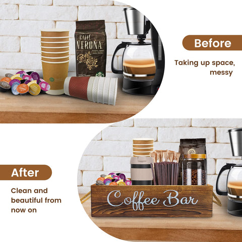 QUALLON coffee bar stand with jute rope handle for easy transport