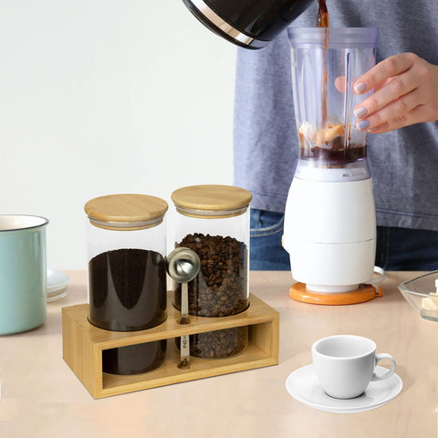 QUALLON airtight coffee canisters with clear glass and secure lids preserve aroma